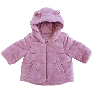 GAP Pink Sherpa Puffer Jacket 0-6 Months Hooded Winter Coat